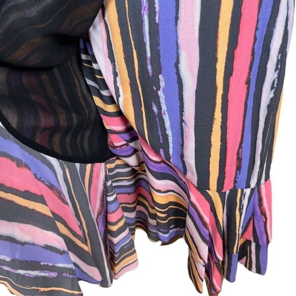 Great Jones Vibrant Orchid Wrap Dress Midi Layered Orange Purple Pink Medium - Picture 5 of 13